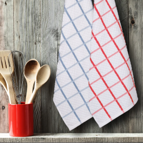 Paño de Cocina CUADROS Azul Rojo